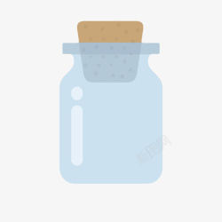蓝色反光带塞子的广口瓶卡通素材