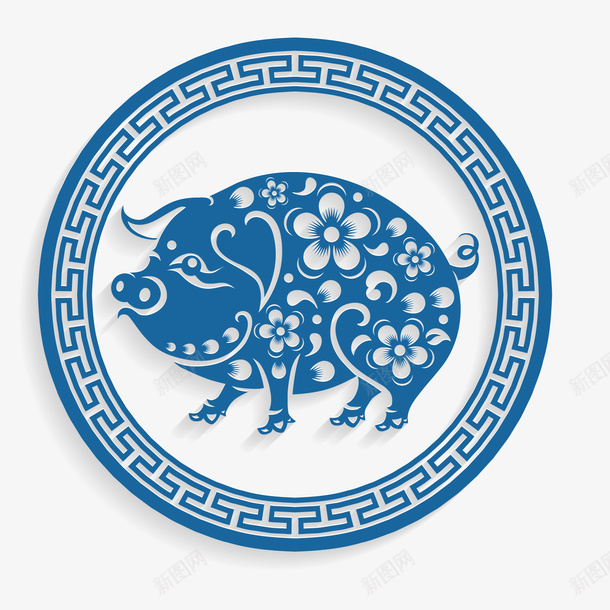 蓝色青花瓷猪年圆盘元素png免抠素材_88icon https://88icon.com 传统 图案 圆盘 纹理 花纹 蓝色 装饰 质感 青瓷花纹 青花瓷