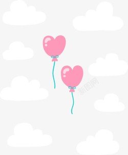卡通粉色手绘心形气球素材