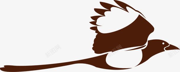 黑色喜鹊剪影欧式花纹图标图标