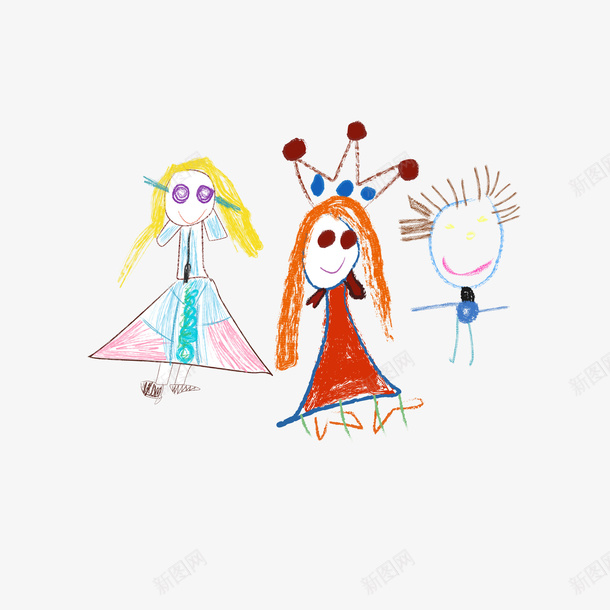 儿童手绘卡通可爱小人png免抠素材_88icon https://88icon.com 一年级 三个小女孩 三姐妹 小学生作画 彩色 简笔画 颜色丰富