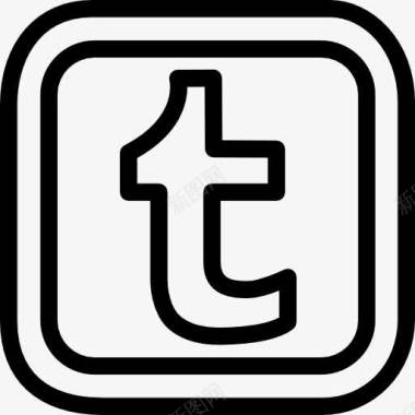 符号集合Tumblr信LOGO的轮廓在圆形广场图标图标