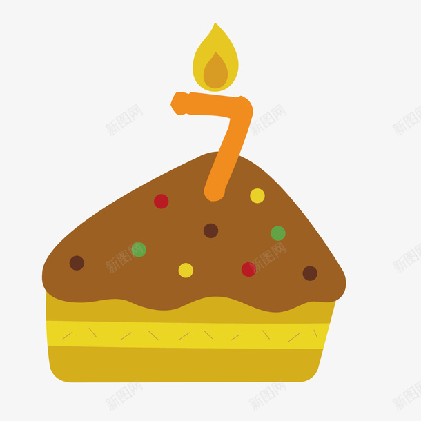 数字7的蛋糕矢量图ai免抠素材_88icon https://88icon.com 分层 手绘 数字 棕色 点状 生日蛋糕 蛋糕 蜡烛 装饰 矢量图