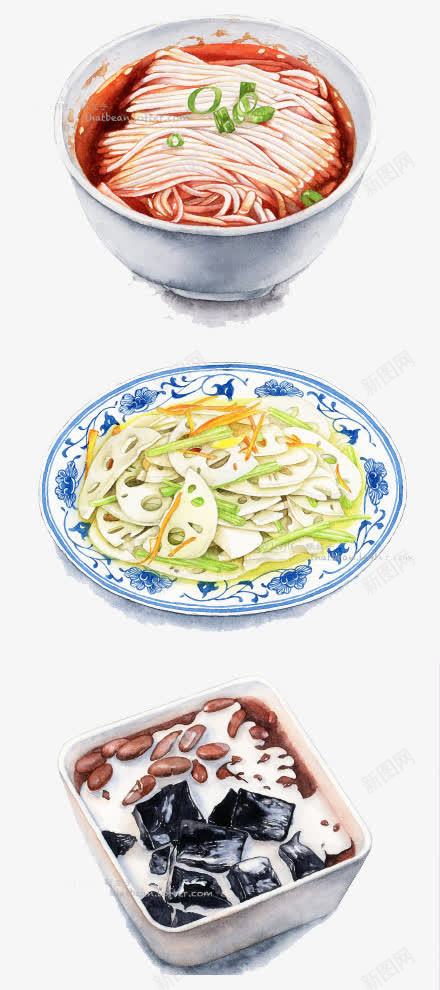 手绘美食png免抠素材_88icon https://88icon.com 冰品 手绘 炒藕片 美食 面条