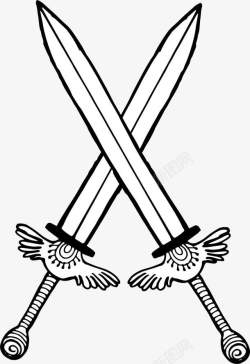 交叉宝剑手绘交叉的刀剑高清图片