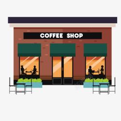 街边的店面卡通咖啡馆高清图片