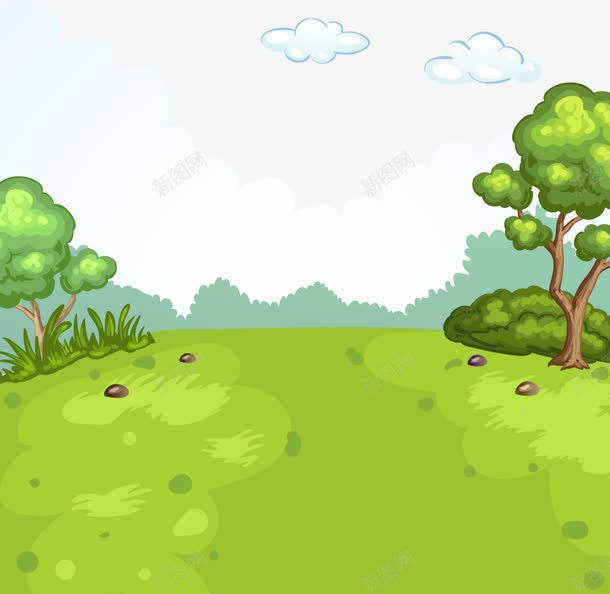 卡通手绘自然风景草地草丛树木png免抠素材_88icon https://88icon.com 卡通的风景 手绘的草地 翠绿的草丛 茂密的树木