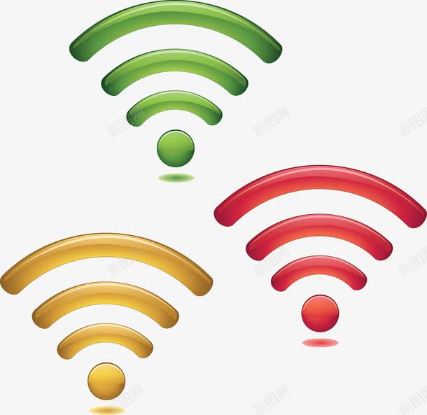 wifi信号元素png免抠素材_88icon https://88icon.com WIFI图案 wifi信号元素 二维码 免费wifi 彩色信号 微信