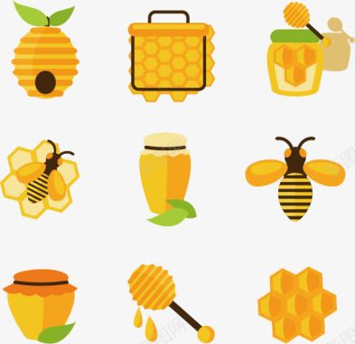 蜂巢蜜蜂和蜂蜜图标图标