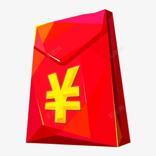 红色创意红包元素psd免抠素材_88icon https://88icon.com 三角形 光泽 创意 弹窗 符号 红包 红色 金币