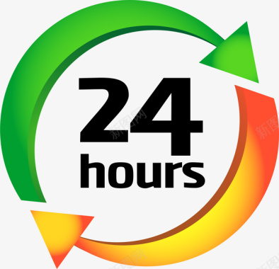 24小时服务手绘24小时客服图标矢量图图标