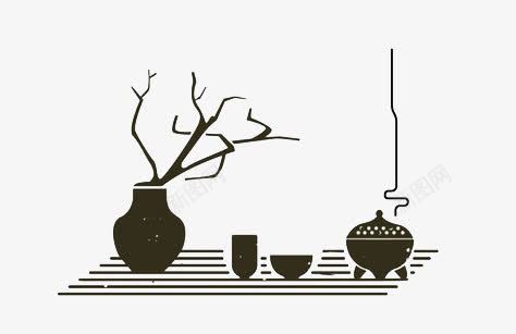 茶工艺png免抠素材_88icon https://88icon.com 茶具 茶壶 装饰画 黑色