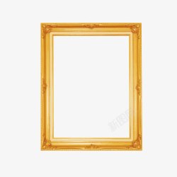 黄色矩形木质欧式相框素材