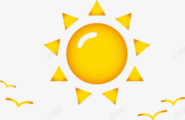 卡通几何太阳图案png免抠素材_88icon https://88icon.com 图形 夏日 海鸥 简约 蛋黄 阳光