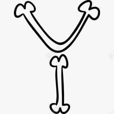 特征字母Y的骨头轮廓字体万圣节图标图标
