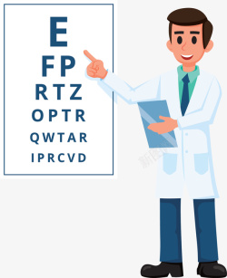 眼科医生体检检查视力的医生矢量图高清图片