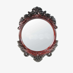 欧式浴镜复古雕花圆镜高清图片
