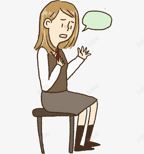 惊讶的女同学图png免抠素材_88icon https://88icon.com 凳子 卡通手绘 女孩 女生 女生坐姿 学生 对话框 惊讶 水彩 绿色