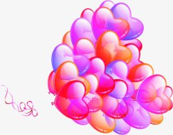 红紫色心形气球浪漫素材
