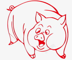 年末猪饲料店铺装修卡通红色线条素材