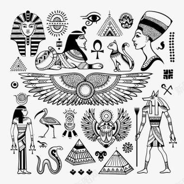 传统文化背景埃及文化元素图标图标