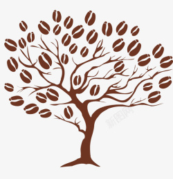 棕色树木卡通咖啡树高清图片