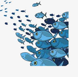 卡通蓝色海洋鱼群素材