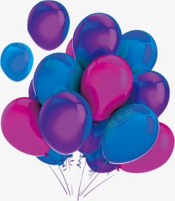 蓝色红色紫色的气球素材