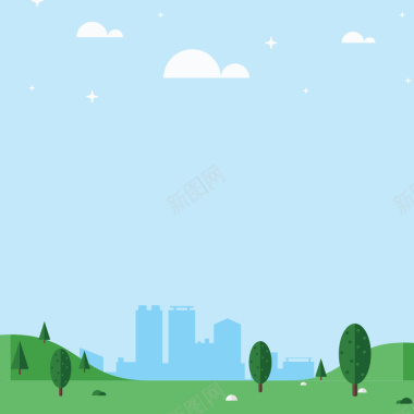 绿色草地树木城市主图背景背景