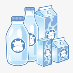 玻璃罐不同类型牛奶盒子手绘高清图片
