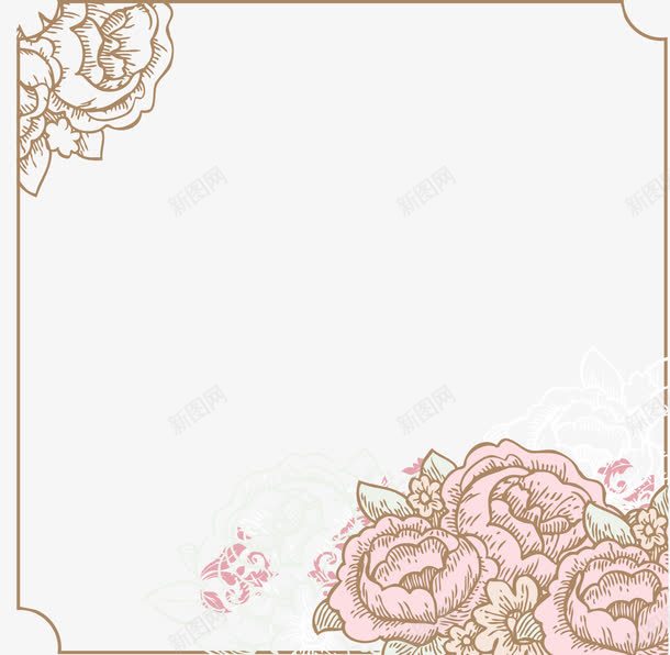 花卉边框png免抠素材_88icon https://88icon.com 婚礼 花卉 边框 邀请函装饰图案