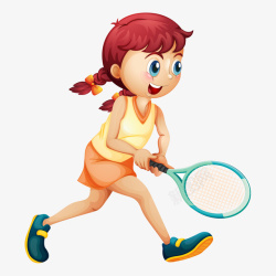 卡通风格儿童玩耍网球矢量图素材