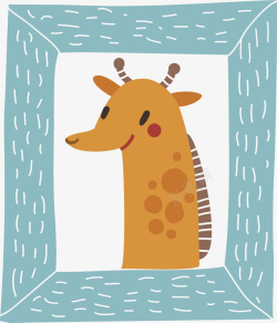小鸟相框卡通动物长颈鹿相框高清图片