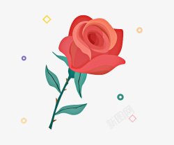 彩带花朵卡通手绘玫瑰花高清图片