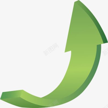 绿色能源图标绿色向上弯曲箭头图标图标