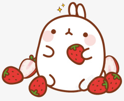 吃草莓的兔兔素材