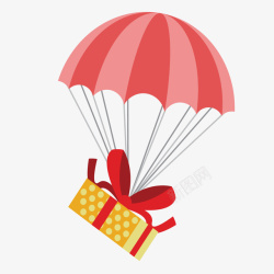 红色降落伞可爱礼物降落伞卡通矢量图高清图片