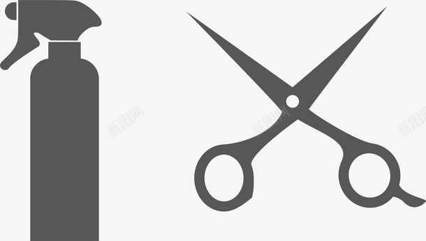各种美发工具剪刀喷壶元素图标图标