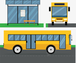 黄色公交站台模型矢量图素材