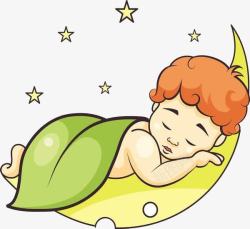 熟睡的美宝宝宝宝在月亮上睡觉高清图片