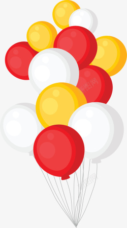 红白黄彩色气球束矢量图素材