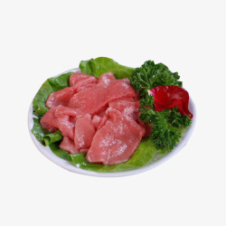 牛肉火锅店嫩牛肉生菜五星级圆形餐盘高清图片