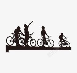 骑单车骑单车的人黑色剪影高清图片