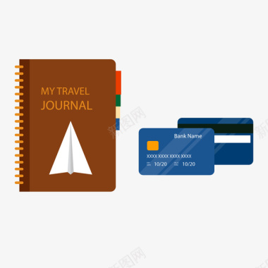 旅行社旅行银行卡图标矢量图图标
