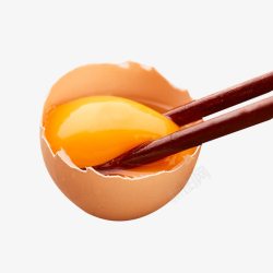 土鸡蛋宣传素材筷子夹起鸡蛋黄高清图片