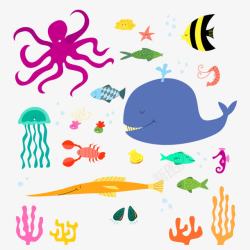 卡通海洋动植物矢量图素材