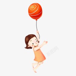 蹦蹦跳跳的抓气球的小女孩高清图片