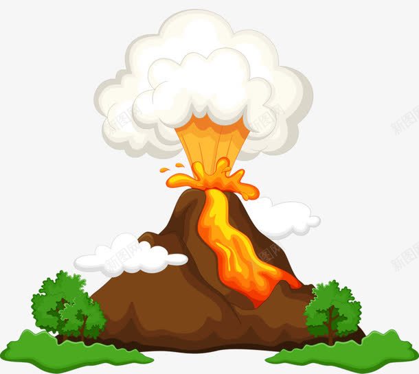 火山png免抠素材_88icon https://88icon.com 彩色 手绘 森林 火山手绘 火山爆发