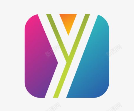 F字母Y型彩色logo标识图标图标