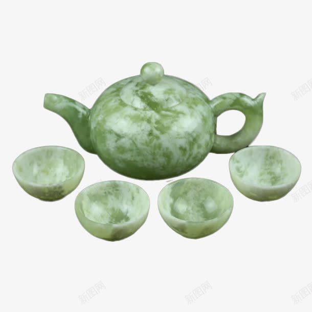 精品岫玉茶具png免抠素材_88icon https://88icon.com 产品实物 家居 工艺品 摆件 杯子 玉石 茶 茶具 茶壶 茶杯